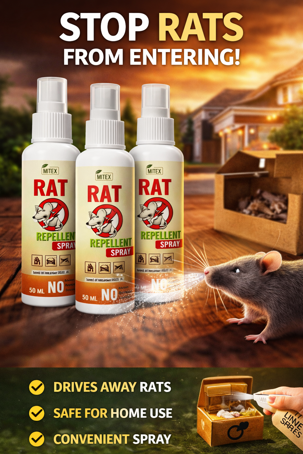 Rat Repellent Spray (Pack of 3) - 50ML Each